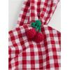 imageMakeMeChic Womens Gingham Print Tank Crop Top Cherry Sleeveless Ruched Summer ShirtsRed and White