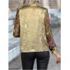 imageMakeMeChic Womens Long Sleeve Shirts Floral Embroidery Mesh Blouse Office Work TopsGold