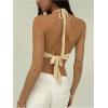imageMakeMeChic Womens Sexy Deep V Neck Halter Top Backless Going Out Top Y2k Crop TopsApricot