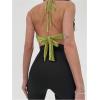 imageMakeMeChic Womens Sexy Deep V Neck Halter Top Backless Going Out Top Y2k Crop TopsOlive Green
