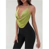 imageMakeMeChic Womens Sexy Deep V Neck Halter Top Backless Going Out Top Y2k Crop TopsOlive Green