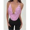imageMakeMeChic Womens Sexy Deep V Neck Halter Top Backless Going Out Top Y2k Crop TopsPurple