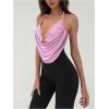 imageMakeMeChic Womens Sexy Deep V Neck Halter Top Backless Going Out Top Y2k Crop TopsPurple