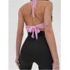 imageMakeMeChic Womens Sexy Deep V Neck Halter Top Backless Going Out Top Y2k Crop TopsPurple