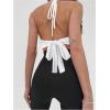 imageMakeMeChic Womens Sexy Deep V Neck Halter Top Backless Going Out Top Y2k Crop TopsWhite