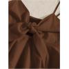 imageMakeMeChic Womens Smocked Peplum Crop Top V Neck Tie Front Boho Sleeveless Shirred CamiCoffee Brown