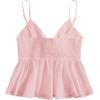 imageMakeMeChic Womens Smocked Peplum Crop Top V Neck Tie Front Boho Sleeveless Shirred CamiPink
