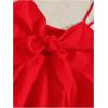 imageMakeMeChic Womens Smocked Peplum Crop Top V Neck Tie Front Boho Sleeveless Shirred CamiRed