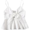 imageMakeMeChic Womens Smocked Peplum Crop Top V Neck Tie Front Boho Sleeveless Shirred CamiWhite