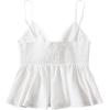 imageMakeMeChic Womens Smocked Peplum Crop Top V Neck Tie Front Boho Sleeveless Shirred CamiWhite