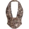 imageMakeMeChic Womens Corset Top Going Out Sexy Halter Top Cheetah Print Backless Deep V Neck TopMulticolor