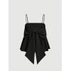 imageMakeMeChic Womens Casual Bow Back Spaghetti Strap Cami Tops Sleeveless Ruffle Summer CamisoleBlack