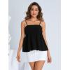 imageMakeMeChic Womens Casual Bow Back Spaghetti Strap Cami Tops Sleeveless Ruffle Summer CamisoleBlack