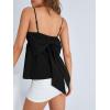 imageMakeMeChic Womens Casual Bow Back Spaghetti Strap Cami Tops Sleeveless Ruffle Summer CamisoleBlack
