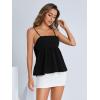 imageMakeMeChic Womens Casual Bow Back Spaghetti Strap Cami Tops Sleeveless Ruffle Summer CamisoleBlack