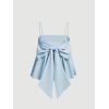 imageMakeMeChic Womens Casual Bow Back Spaghetti Strap Cami Tops Sleeveless Ruffle Summer CamisoleLight Blue