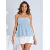 imageMakeMeChic Womens Casual Bow Back Spaghetti Strap Cami Tops Sleeveless Ruffle Summer CamisoleLight Blue