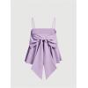 imageMakeMeChic Womens Casual Bow Back Spaghetti Strap Cami Tops Sleeveless Ruffle Summer CamisoleLilac Purple