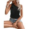 imageMakeMeChic Womens Casual Knot One Shoulder Sleeveless Solid Blouse Summer TopsBlack