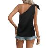 imageMakeMeChic Womens Casual Knot One Shoulder Sleeveless Solid Blouse Summer TopsBlack