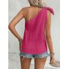 imageMakeMeChic Womens Casual Knot One Shoulder Sleeveless Solid Blouse Summer TopsHot Pink
