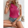 imageMakeMeChic Womens Casual Knot One Shoulder Sleeveless Solid Blouse Summer TopsHot Pink
