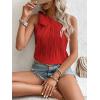 imageMakeMeChic Womens Casual Knot One Shoulder Sleeveless Solid Blouse Summer TopsRed