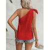 imageMakeMeChic Womens Casual Knot One Shoulder Sleeveless Solid Blouse Summer TopsRed