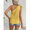 imageMakeMeChic Womens Casual Knot One Shoulder Sleeveless Solid Blouse Summer TopsYellow