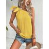 imageMakeMeChic Womens Casual Knot One Shoulder Sleeveless Solid Blouse Summer TopsYellow