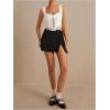 imageMakeMeChic Womens Floral Lace Camisole Tops Sleeveless Tie Front Wide Strap Crop Tank TopWhite