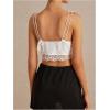 imageMakeMeChic Womens Floral Lace Camisole Tops Sleeveless Tie Front Wide Strap Crop Tank TopWhite