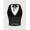 imageMakeMeChic Womens Halter Tops Mesh Lace Sexy Cute Summer Crop Tank TopBlack