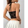 imageMakeMeChic Womens Halter Tops Mesh Lace Sexy Cute Summer Crop Tank TopBlack a