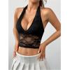 imageMakeMeChic Womens Halter Tops Mesh Lace Sexy Cute Summer Crop Tank TopBlack a