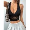 imageMakeMeChic Womens Halter Tops Mesh Lace Sexy Cute Summer Crop Tank TopBlack a