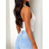 imageMakeMeChic Womens Halter Tops Mesh Lace Sexy Cute Summer Crop Tank TopWhite