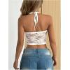 imageMakeMeChic Womens Halter Tops Mesh Lace Sexy Cute Summer Crop Tank TopWhite a
