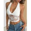 imageMakeMeChic Womens Halter Tops Mesh Lace Sexy Cute Summer Crop Tank TopWhite a