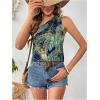 imageMakeMeChic Womens One Shoulder Blouse Top Tropical Print Tie Side Boho Sleeveless Summer ShirtsMulticolor