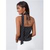 imageMakeMeChic Womens Polka Dots Halter Top V Neck Ruffle Backless Camisole with ScarfMulticolor