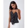 imageMakeMeChic Womens Polka Dots Halter Top V Neck Ruffle Backless Camisole with ScarfMulticolor