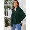 imageMakeMeChic Womens Satin Silk Long Sleeve Blouse Button Down Shirt Casual TopA Dark Green