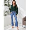 imageMakeMeChic Womens Satin Silk Long Sleeve Blouse Button Down Shirt Casual TopA Dark Green