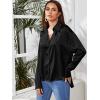 imageMakeMeChic Womens Satin Silk Long Sleeve Blouse Button Down Shirt Casual TopAa Black