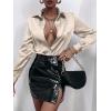 imageMakeMeChic Womens Satin Silk Long Sleeve Blouse Button Down Shirt Casual TopBeige a