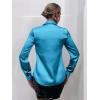 imageMakeMeChic Womens Satin Silk Long Sleeve Blouse Button Down Shirt Casual TopBlue B
