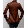 imageMakeMeChic Womens Satin Silk Long Sleeve Blouse Button Down Shirt Casual TopBrown