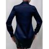 imageMakeMeChic Womens Satin Silk Long Sleeve Blouse Button Down Shirt Casual TopButtoned Blue