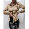 imageMakeMeChic Womens Satin Silk Long Sleeve Blouse Button Down Shirt Casual TopChampagne B